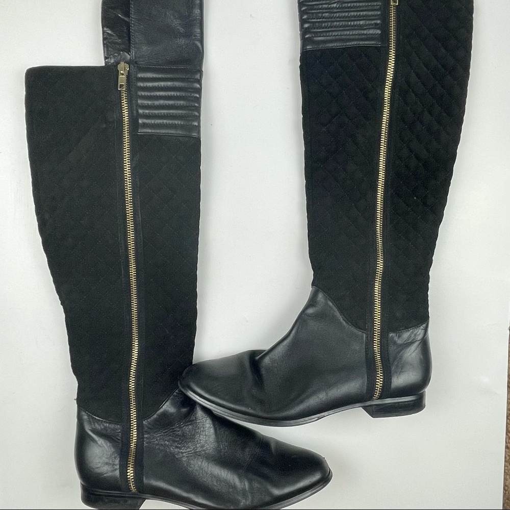 RENNY Black High Leather Riding Boots Size 7.5 - Picture 1 of 8